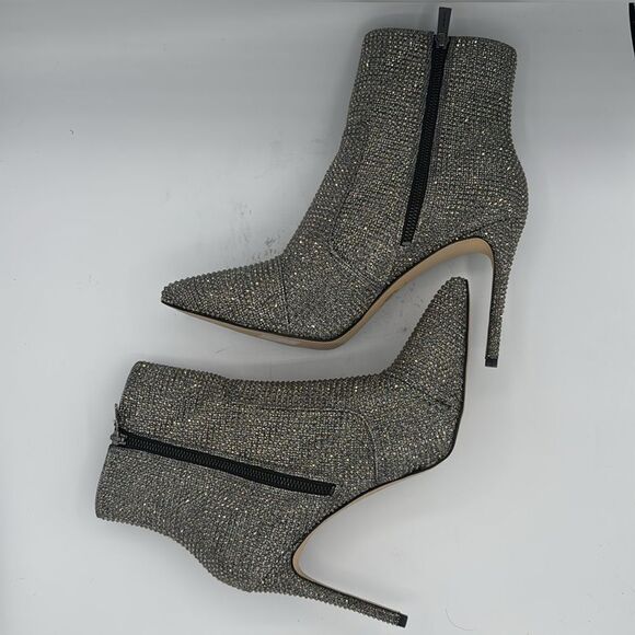 New Michael Michael Kors Rue Stiletto Booties Size 11 Silver Rhinestone - Picture 9 of 13